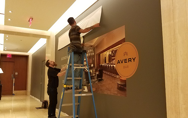 Signage installation Ritz Carlton Avery bar