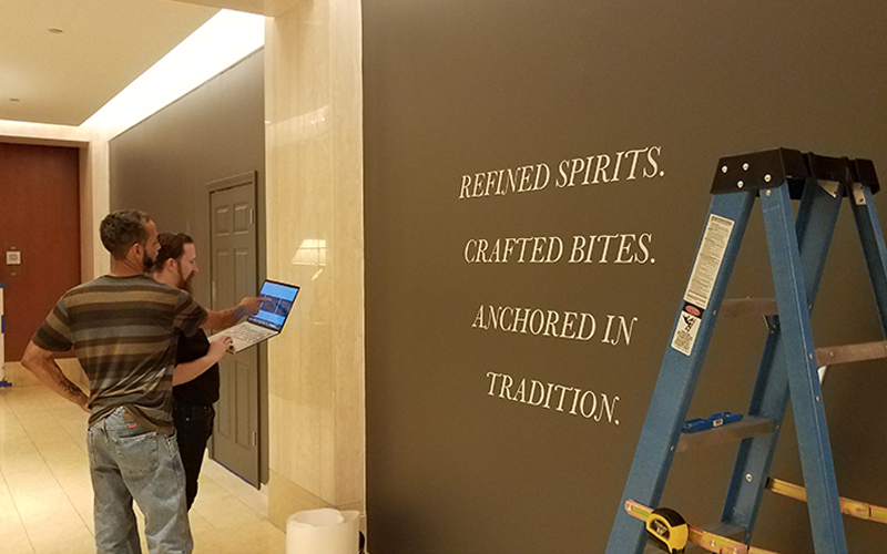 Signage production Ritz Carlton Avery bar